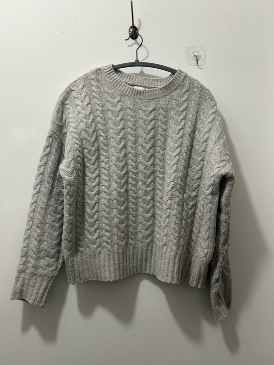 Joie Sweaters - Joie Light Gray Cable Knit Crewneck Sweater